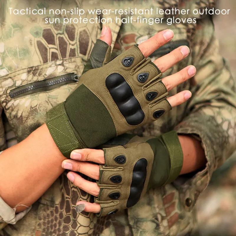 Tactical Half Finger Hard Knuckle Gloves by HitMyNeed