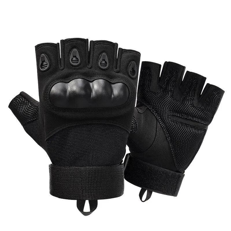 Tactical Half Finger Hard Knuckle Gloves black m by HitMyNeed