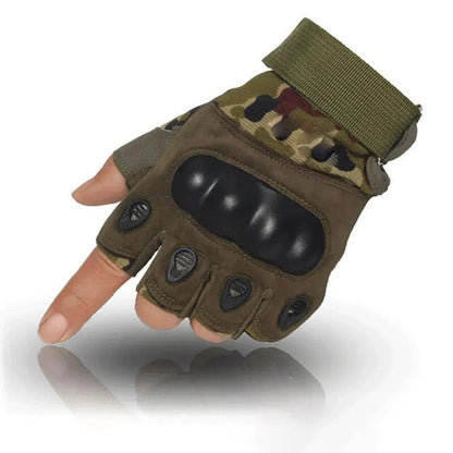 Tactical Half Finger Hard Knuckle Gloves camouflage l by HitMyNeed