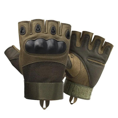 Tactical Half Finger Hard Knuckle Gloves green l by HitMyNeed