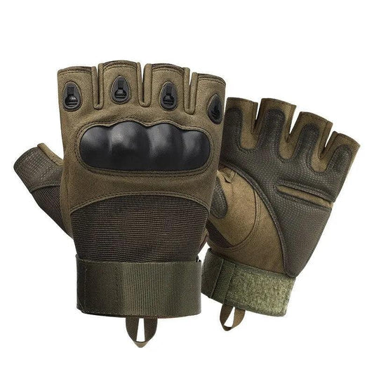 Tactical Half Finger Hard Knuckle Gloves green l by HitMyNeed