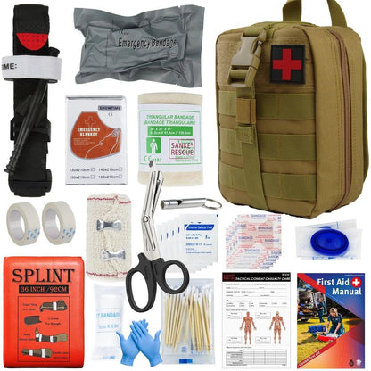 Tactical IFAK First Aid Survival Kit with 18 Items khaki-ifak-d by HitMyNeed
