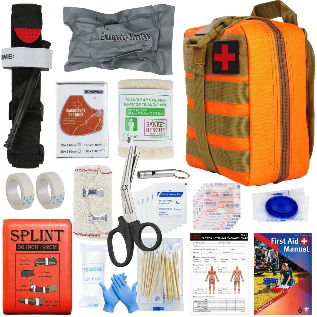 Tactical IFAK First Aid Survival Kit with 18 Items orange-ifak-d by HitMyNeed