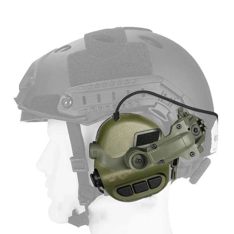 Tactical Shooting Earmuffs with Helmet Rail & Kenwood PTT by HitMyNeed