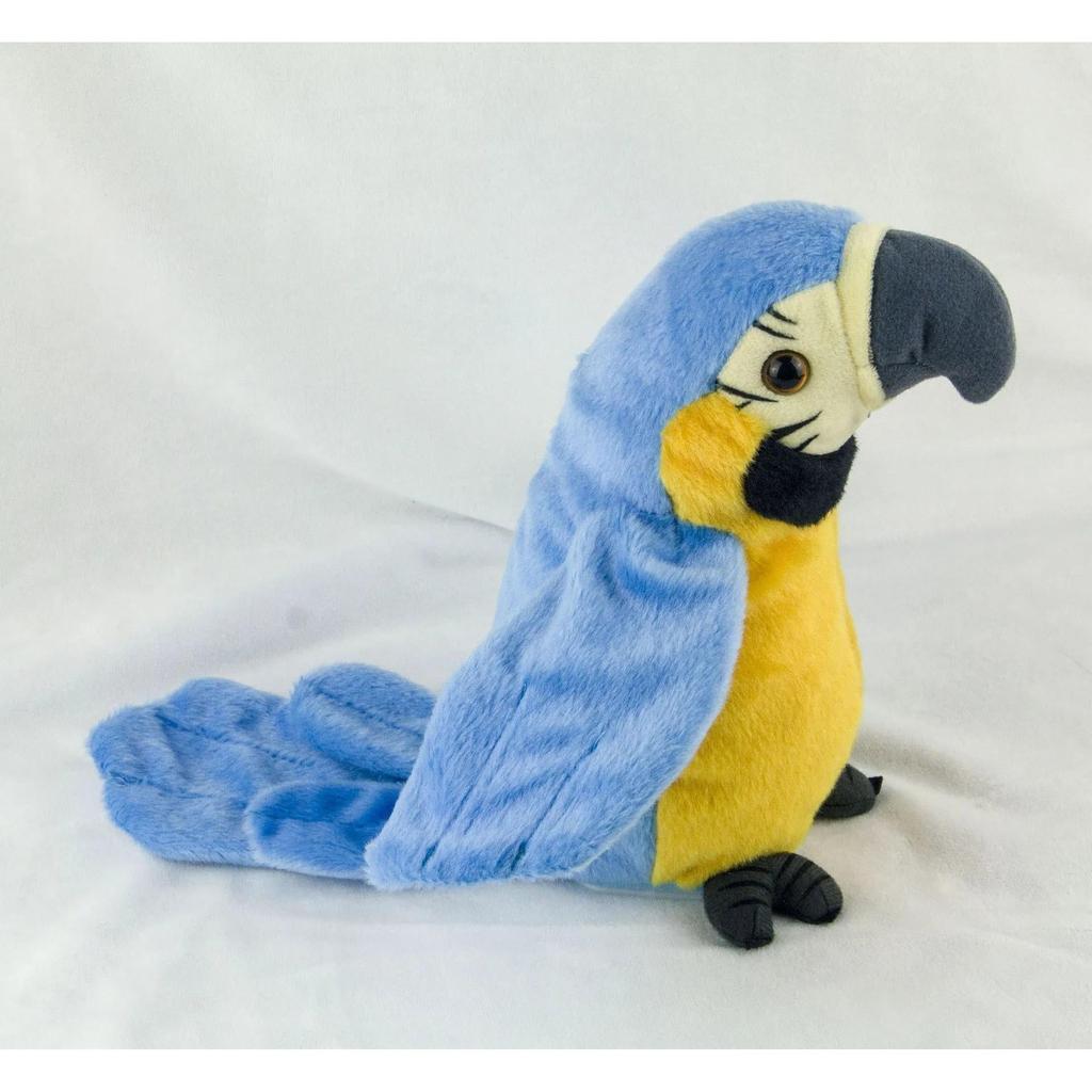 Talking Macaw Parrot Plush Toy with Voice Repeat blue by HitMyNeed