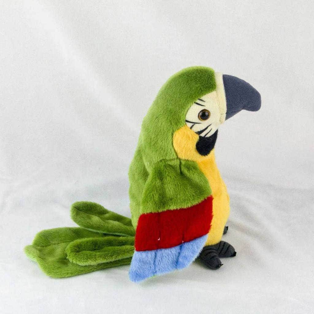 Talking Macaw Parrot Plush Toy with Voice Repeat green by HitMyNeed