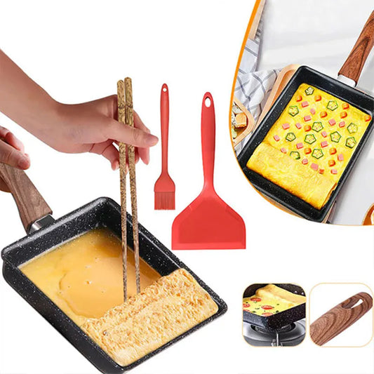 Tamagoyaki Japanese Rectangular Nonstick Egg Pan Set by HitMyNeed