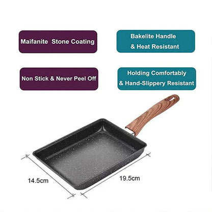 Tamagoyaki Japanese Rectangular Nonstick Egg Pan Set by HitMyNeed