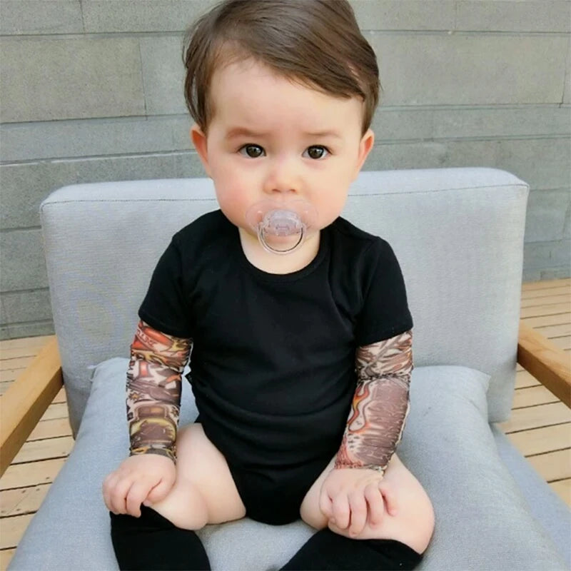 Tattoo Print Patchwork Baby Bodysuit Jumpsuit by HitMyNeed