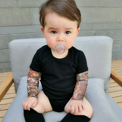Tattoo Print Patchwork Baby Bodysuit Jumpsuit by HitMyNeed
