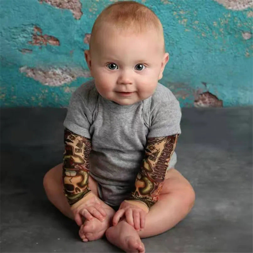 Tattoo Print Patchwork Baby Bodysuit Jumpsuit by HitMyNeed