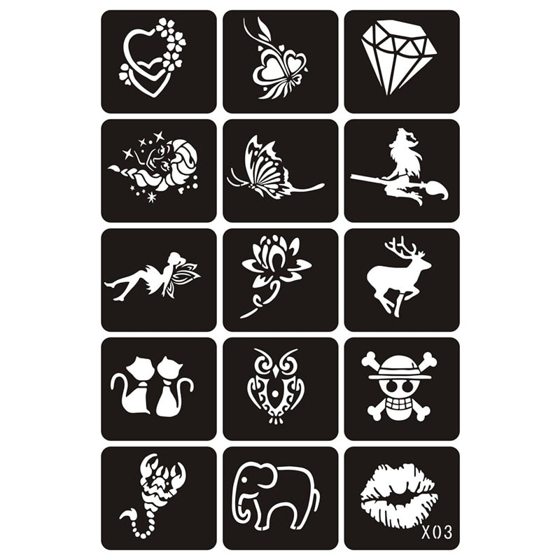 Tattoo Stencils Set for DIY Henna Art (15 Pieces) by HitMyNeed