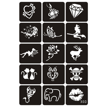 Tattoo Stencils Set for DIY Henna Art (15 Pieces) by HitMyNeed