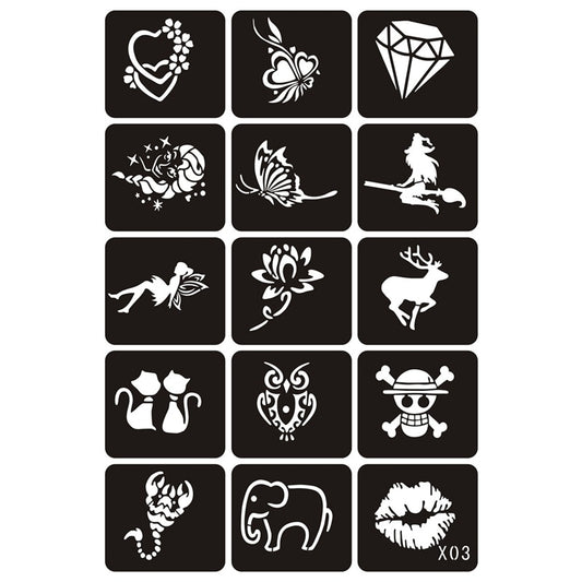 Tattoo Stencils Set for DIY Henna Art (15 Pieces) by HitMyNeed