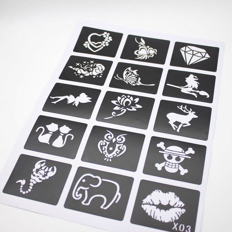 Tattoo Stencils Set for DIY Henna Art (15 Pieces) by HitMyNeed