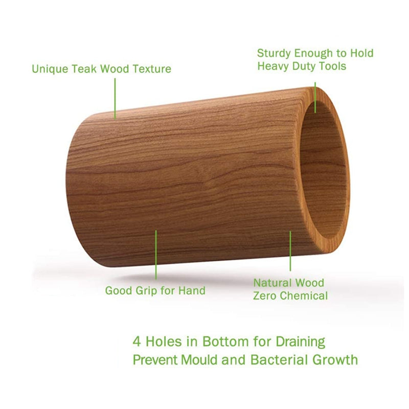 Teak Wooden Cooking Utensil Set with Holder by HitMyNeed