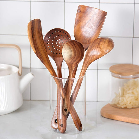 Teak Wooden Kitchen Utensil Set, 5 Piece by HitMyNeed
