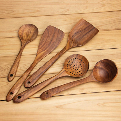 Teak Wooden Kitchen Utensil Set, 5 Piece by HitMyNeed