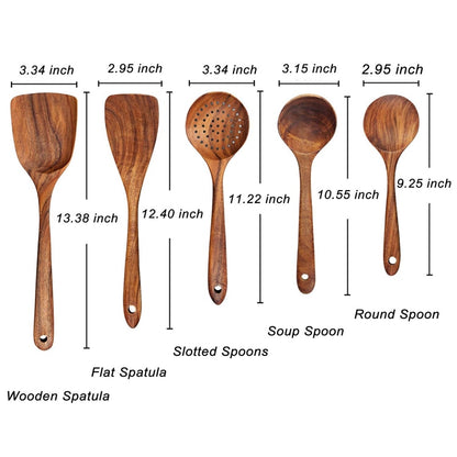 Teak Wooden Kitchen Utensil Set, 5 Piece by HitMyNeed