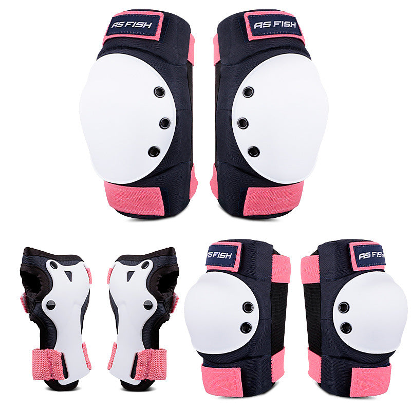 Teen & Adult Helmet with Knee, Elbow & Wrist Pads Set 6pcs-pink 22-40kg by HitMyNeed