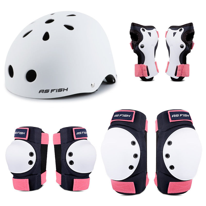 Teen & Adult Helmet with Knee, Elbow & Wrist Pads Set 7pcs-pink-b 22-40kg by HitMyNeed