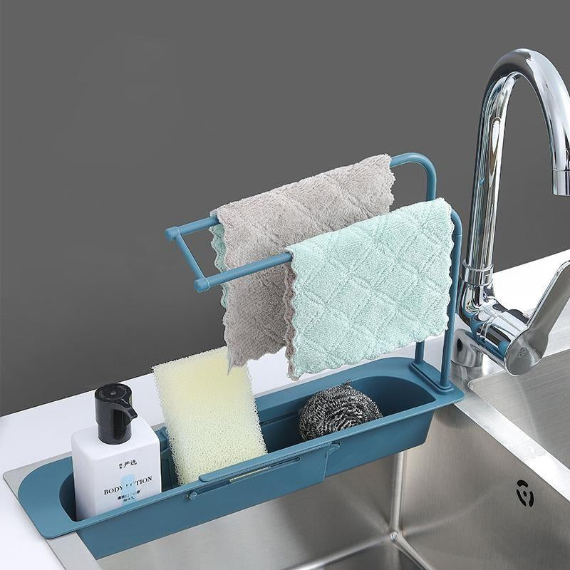 Telescopic Kitchen Sink Sponge & Towel Holder by HitMyNeed