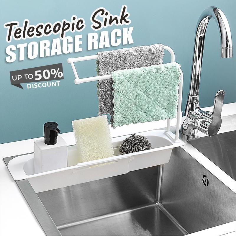 Telescopic Kitchen Sink Sponge & Towel Holder by HitMyNeed