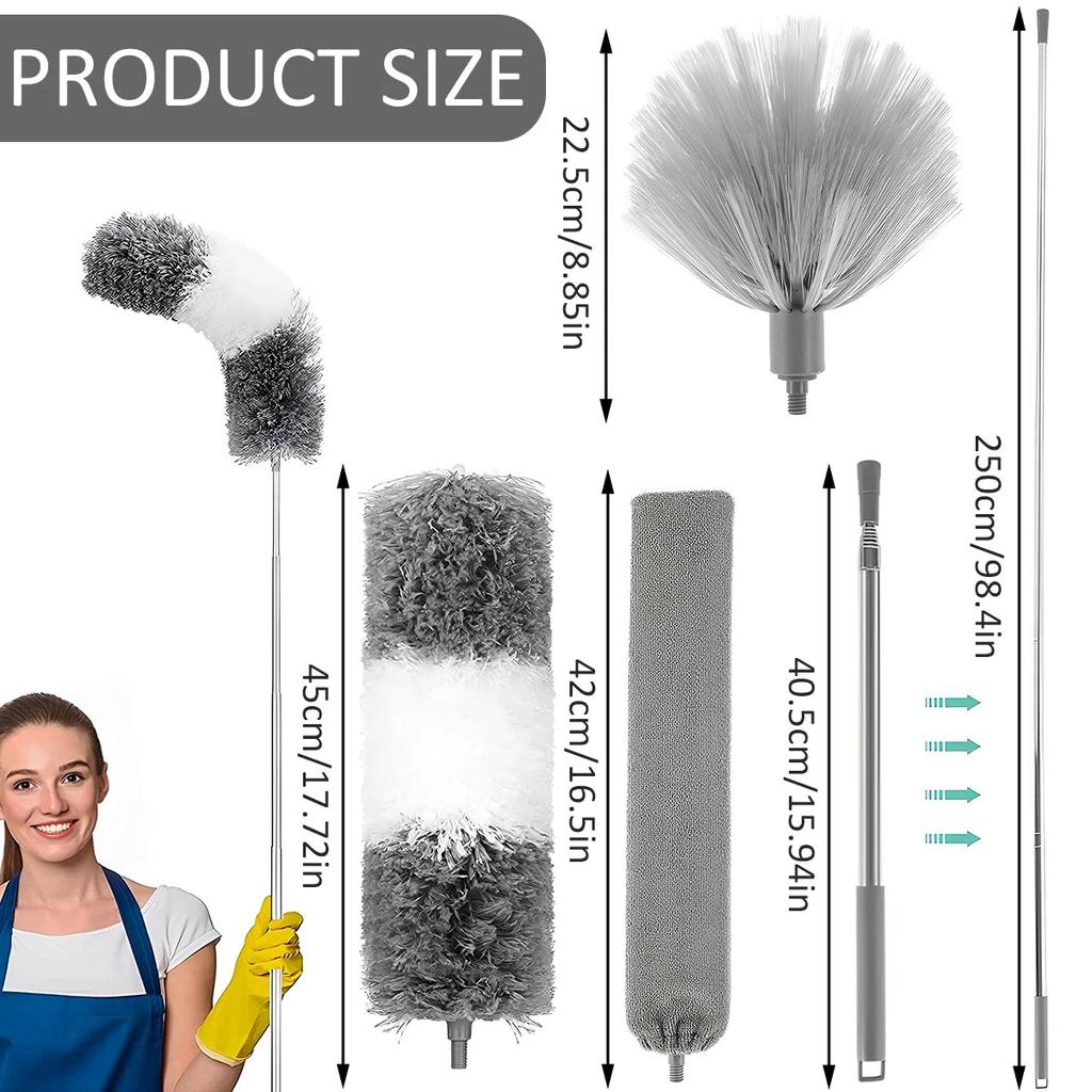 Telescopic Microfiber Duster Set with Bendable Heads by HitMyNeed