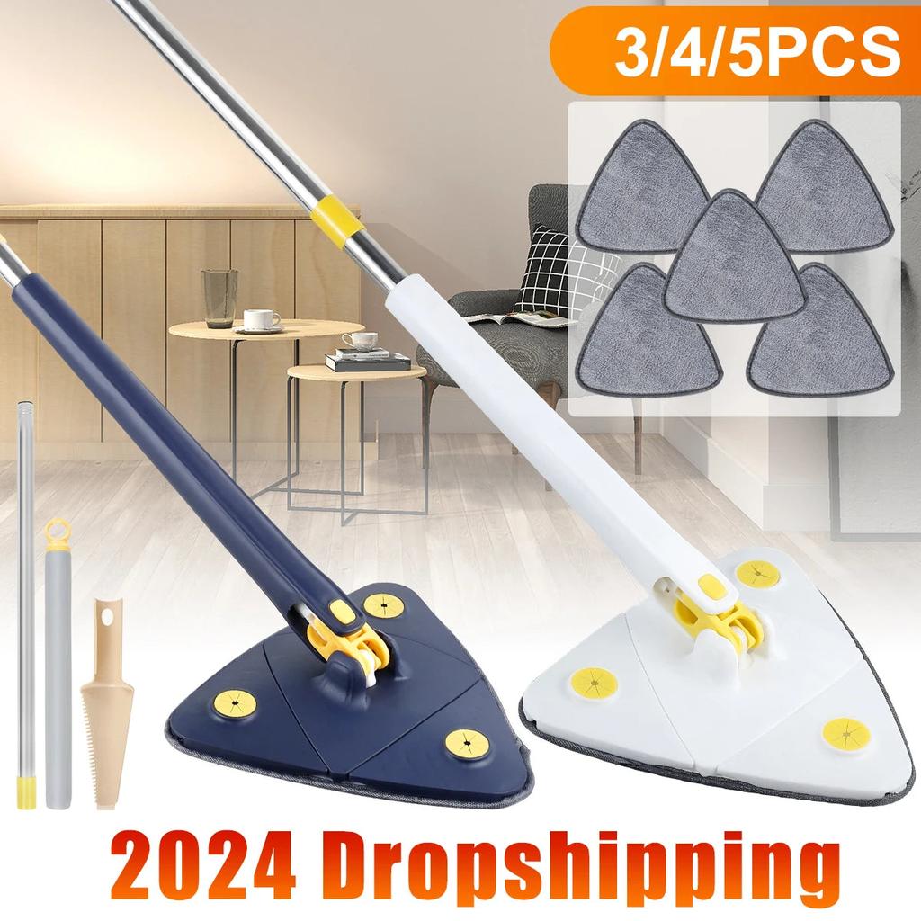 Telescopic Triangle Mop 360° Rotating Wet & Dry Cleaner by HitMyNeed