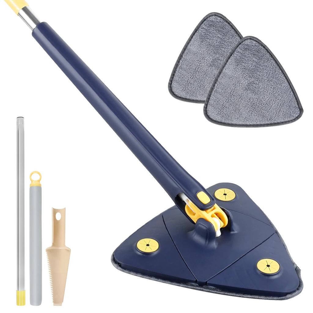 Telescopic Triangle Mop 360° Rotating Wet & Dry Cleaner blue by HitMyNeed