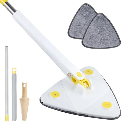 Telescopic Triangle Mop 360° Rotating Wet & Dry Cleaner white by HitMyNeed