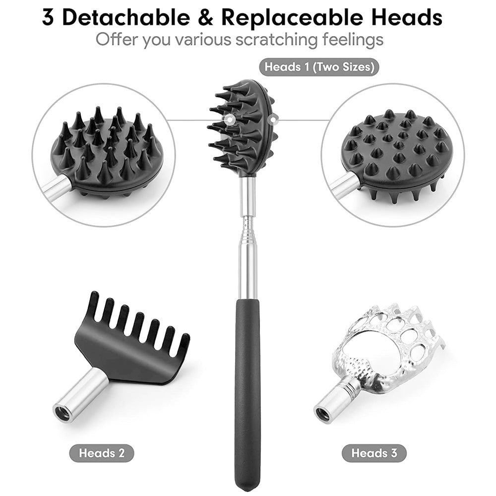Telescoping Back Scratcher with 3 Heads, 32" Reach by HitMyNeed