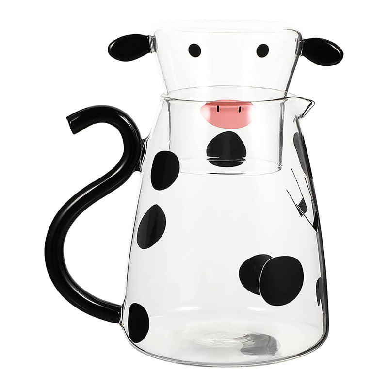 Temperature Resistant Glass Cow Milk Pitcher with Lid 1800ml by HitMyNeed
