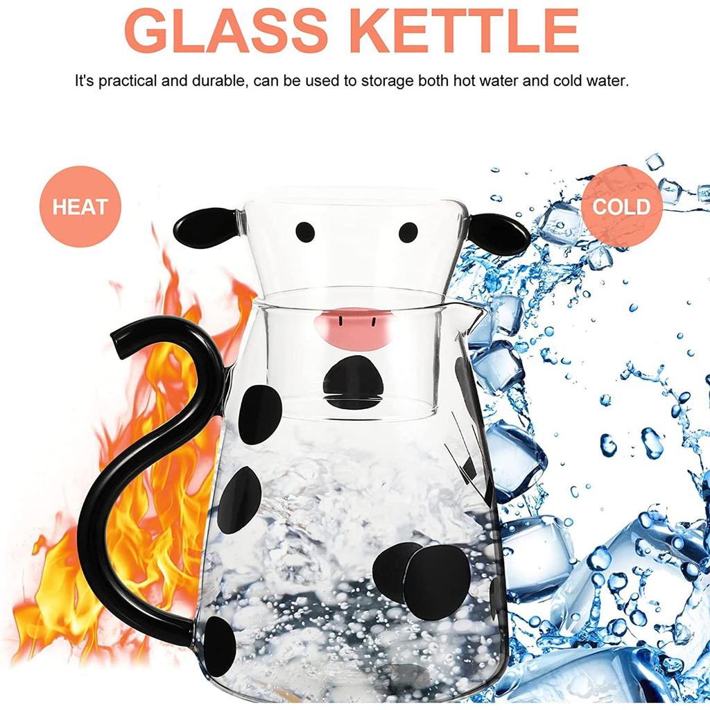 Temperature Resistant Glass Cow Milk Pitcher with Lid 550ml by HitMyNeed