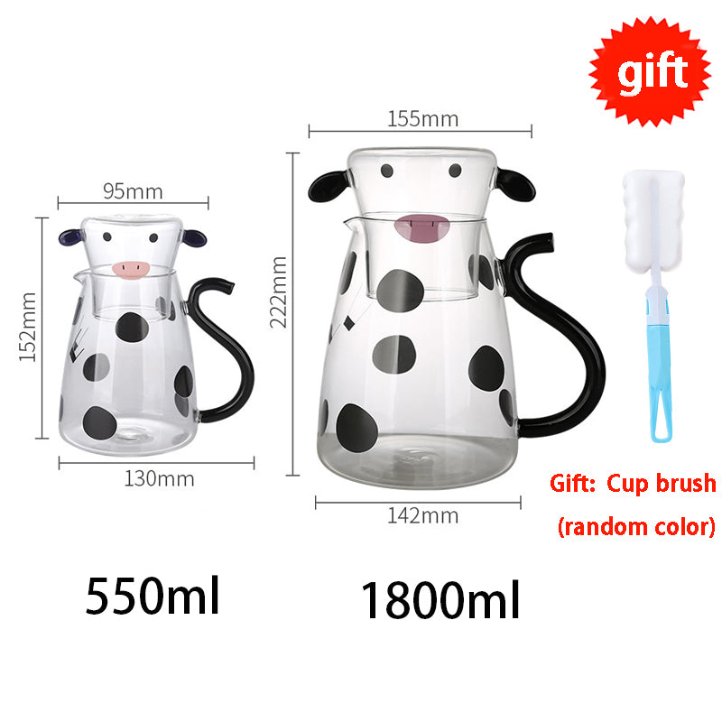 Temperature Resistant Glass Cow Milk Pitcher with Lid by HitMyNeed