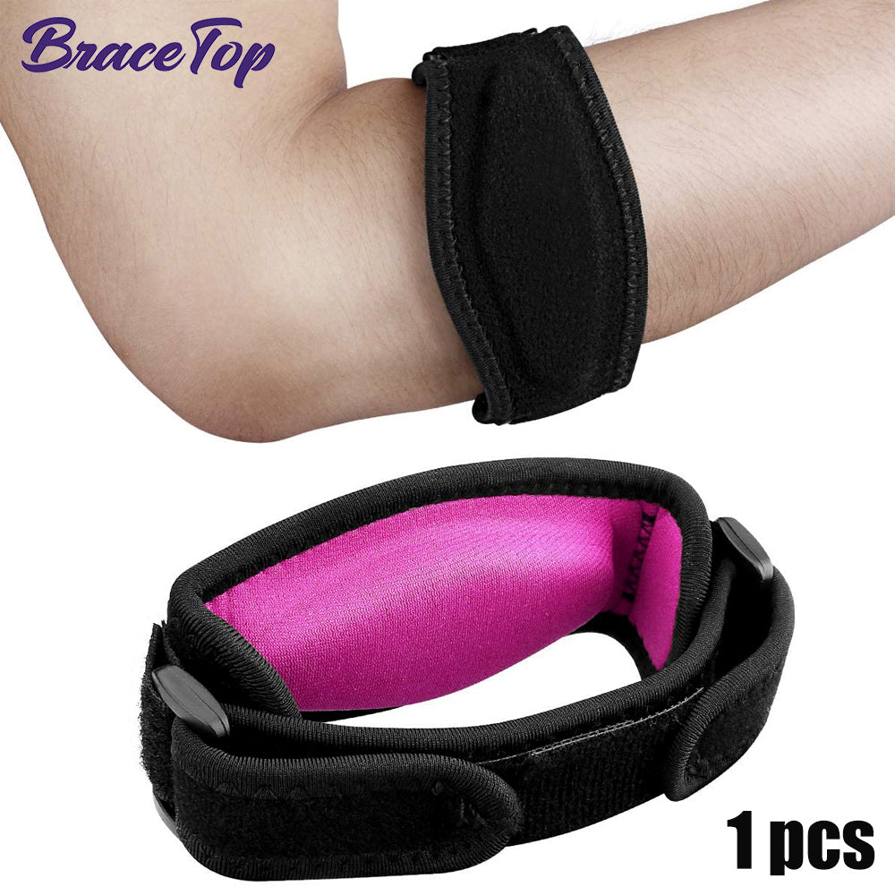 Tennis Elbow Brace with Compression Pad Support 1-pc-rose-red-pad by HitMyNeed
