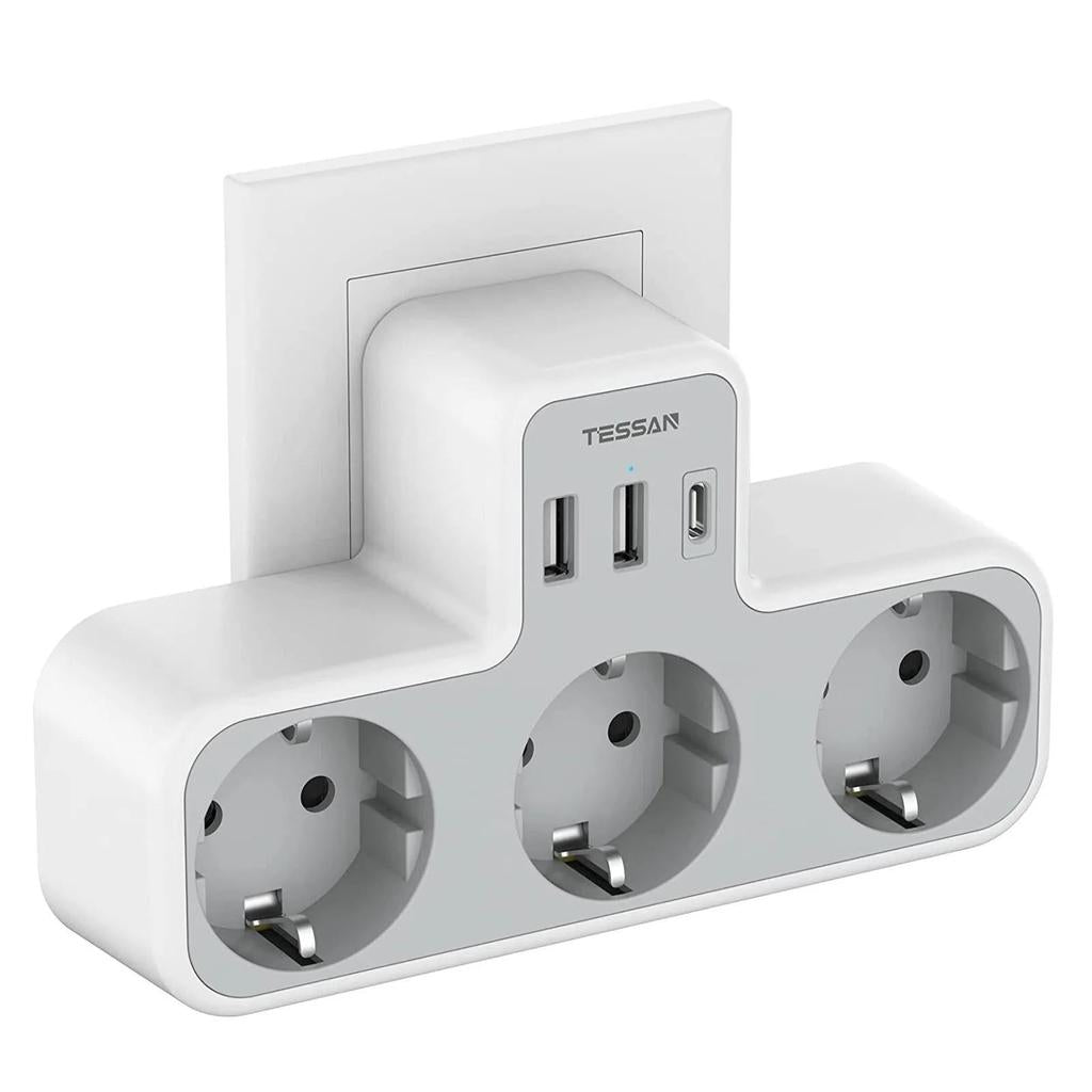 TESSAN EU Plug Power Strip 6-in-1 with USB & USB-C by HitMyNeed