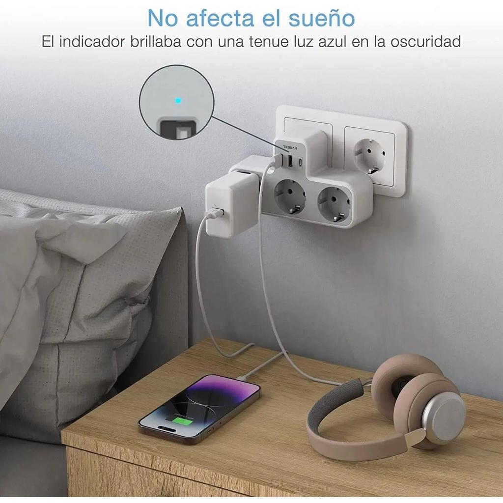 TESSAN EU Plug Power Strip 6-in-1 with USB & USB-C by HitMyNeed