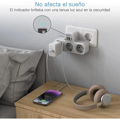 TESSAN EU Plug Power Strip 6-in-1 with USB & USB-C by HitMyNeed
