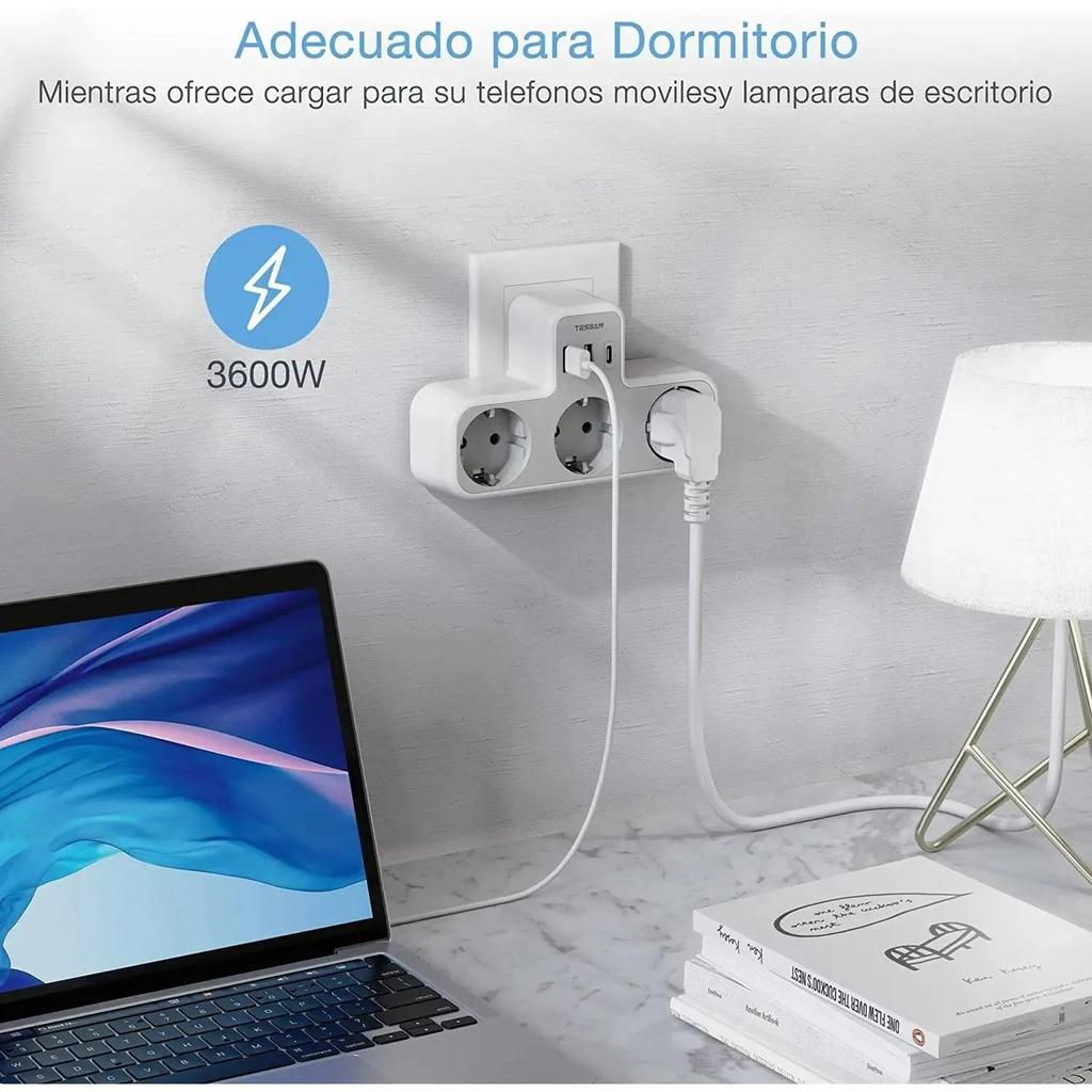 TESSAN EU Plug Power Strip 6-in-1 with USB & USB-C by HitMyNeed