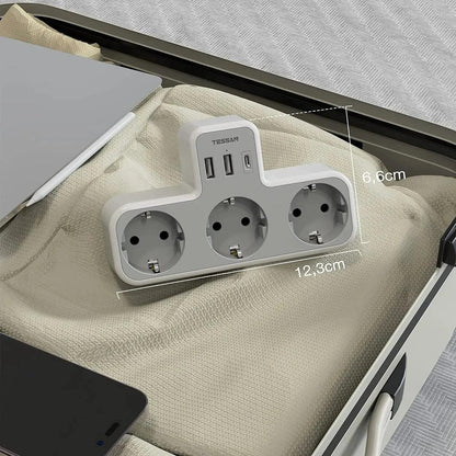 TESSAN EU Plug Power Strip 6-in-1 with USB & USB-C by HitMyNeed