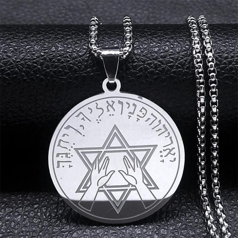 Tetragrammaton Yahweh Hebrew Stainless Steel Necklace b-50cm-box-sr by HitMyNeed