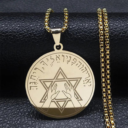 Tetragrammaton Yahweh Hebrew Stainless Steel Necklace b-60cm-box-gd by HitMyNeed