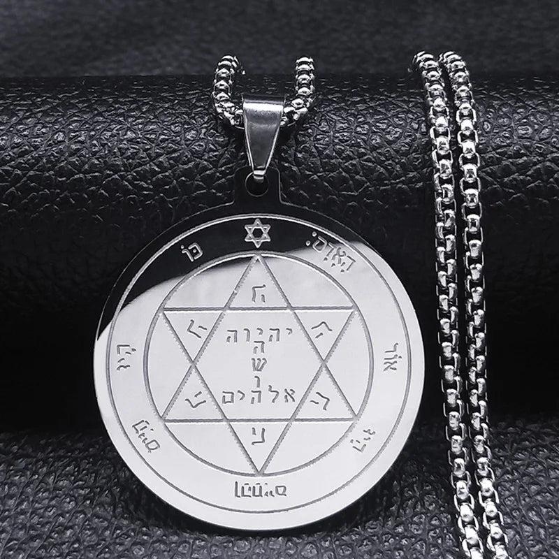 Tetragrammaton Yahweh Hebrew Stainless Steel Necklace e-50cm-box-sr by HitMyNeed