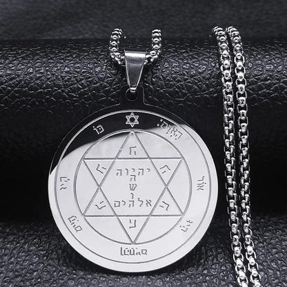 Tetragrammaton Yahweh Hebrew Stainless Steel Necklace e-50cm-box-sr by HitMyNeed