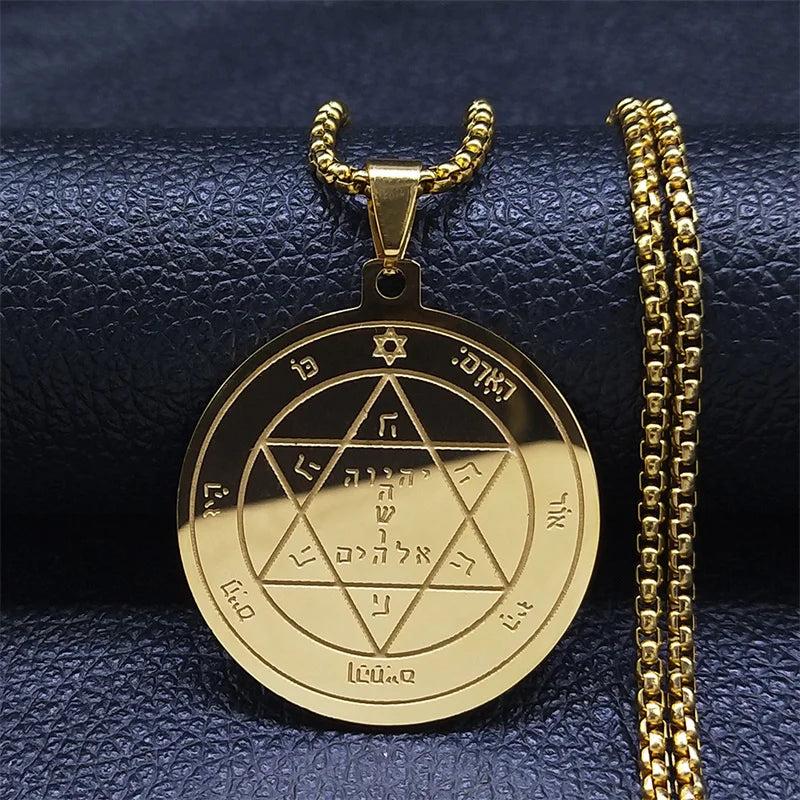 Tetragrammaton Yahweh Hebrew Stainless Steel Necklace e-60cm-box-gd by HitMyNeed