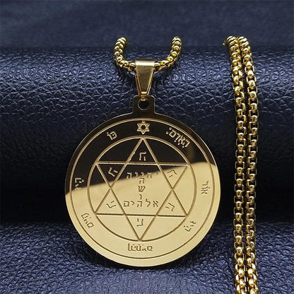 Tetragrammaton Yahweh Hebrew Stainless Steel Necklace e-60cm-box-gd by HitMyNeed