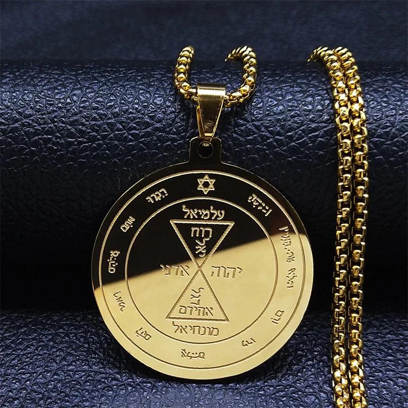Tetragrammaton Yahweh Hebrew Stainless Steel Necklace f-60cm-box-gd by HitMyNeed