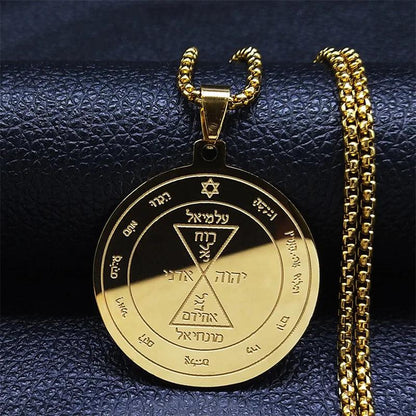 Tetragrammaton Yahweh Hebrew Stainless Steel Necklace f-60cm-box-gd by HitMyNeed