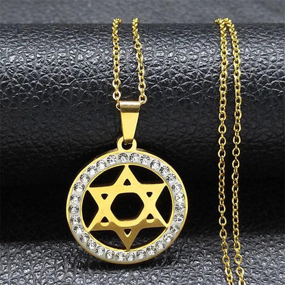 Tetragrammaton Yahweh Hebrew Stainless Steel Necklace g-50cm-o-gd by HitMyNeed